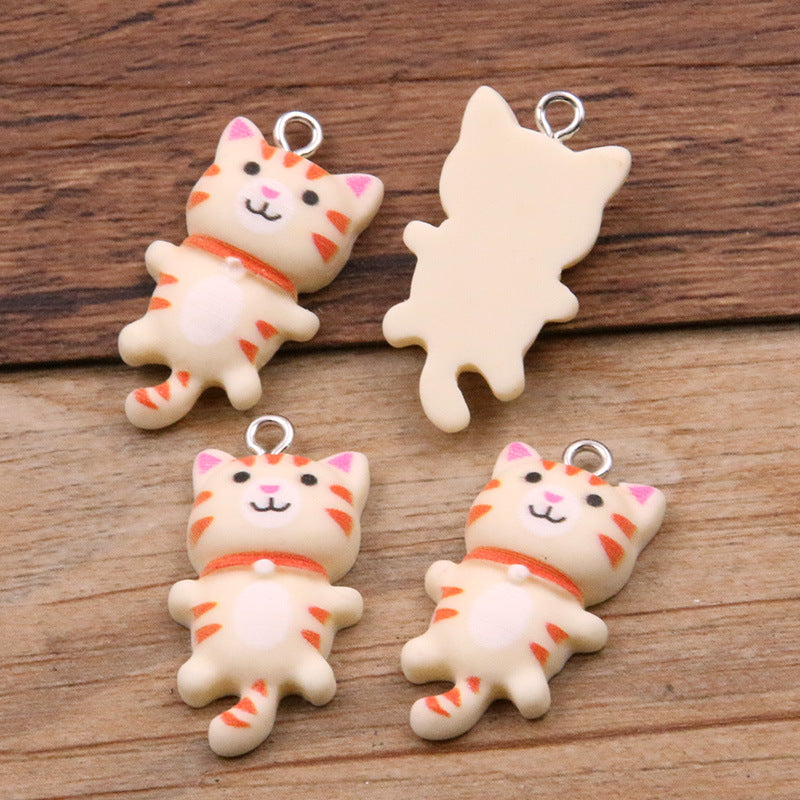 8 Colors 15*29mm DIY Resin Cute Cartoon Kitten Animal Pendant Charm