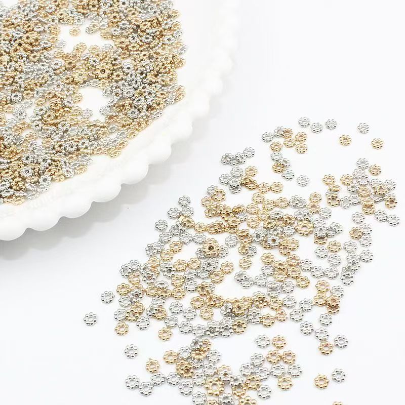 4/6mm Alloy Flower Core Gold-Plated Gear Spacer Beads