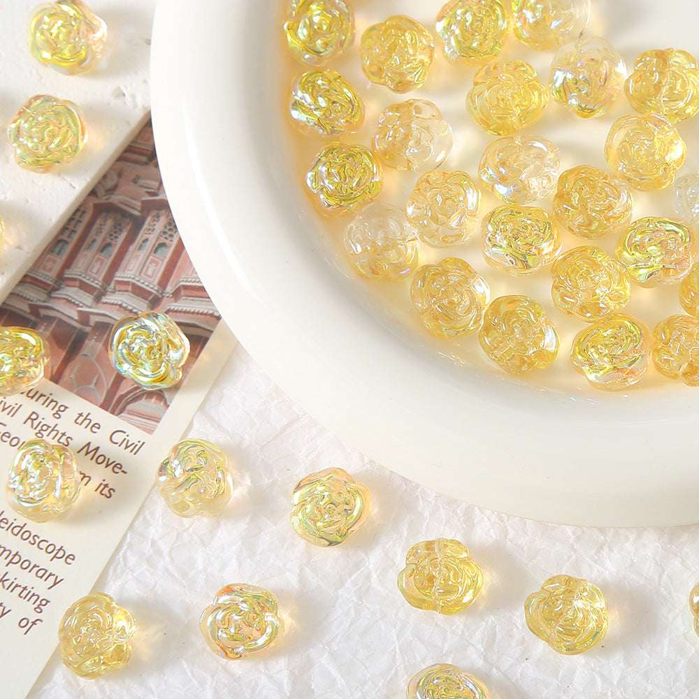 Rose Glass Straight Hole beadable beads