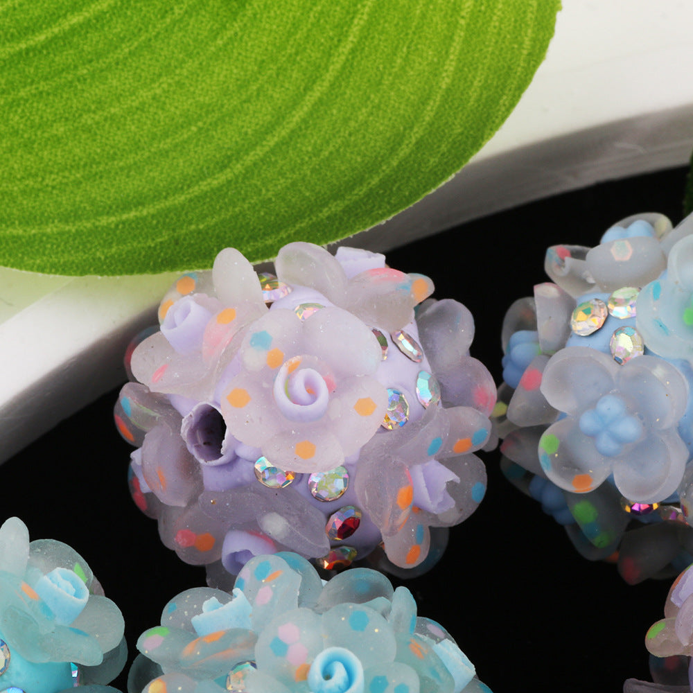 Fluorescent Flower Ball Wearable Straight Hole Beads