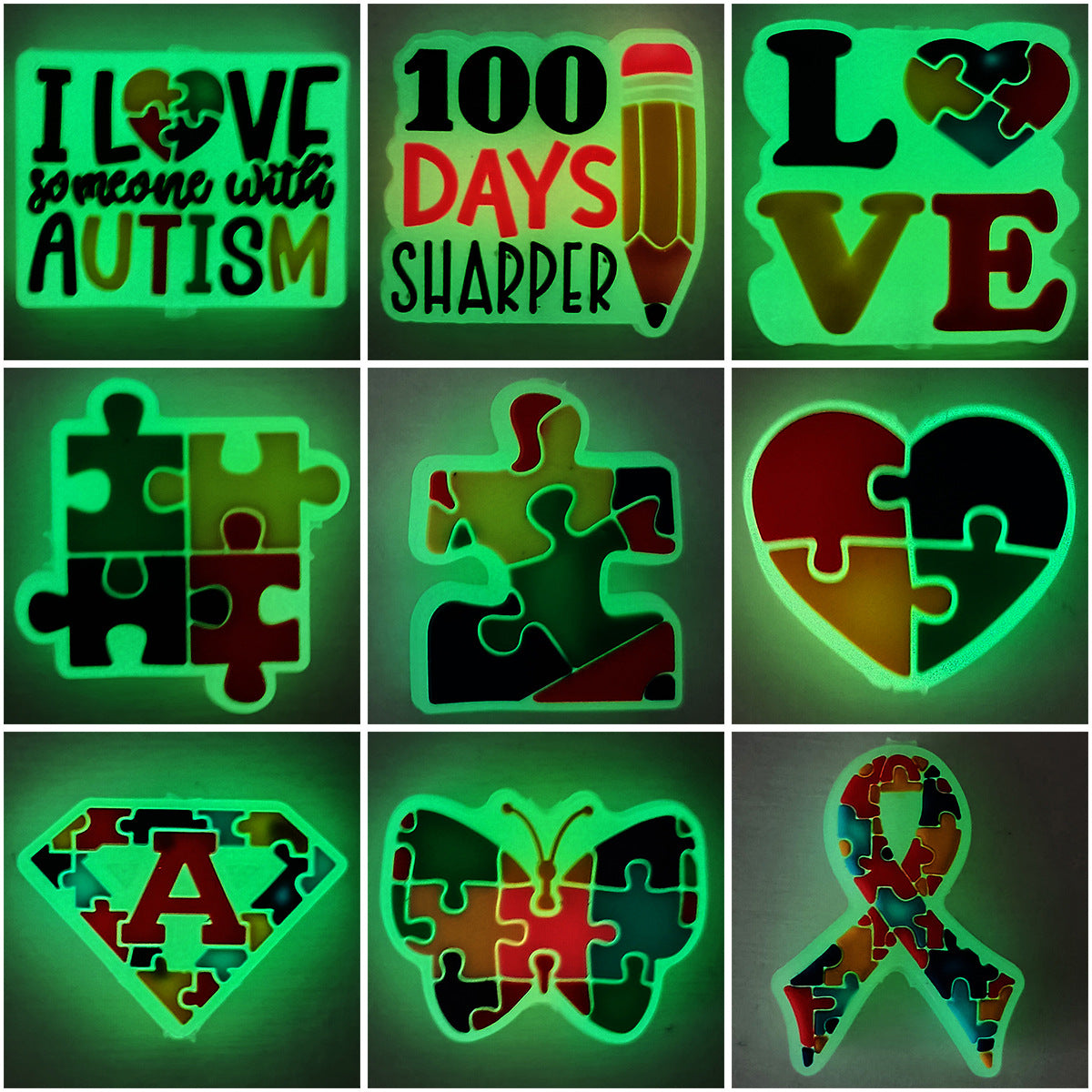Fluorescent Autism Theme Series Silicone Focus Beads Silicone Focus Beads