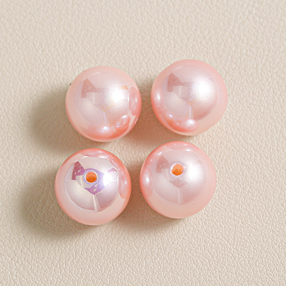 Mabei Two-Color through Hole round Beads Gradient Solid Color Plating round Beads