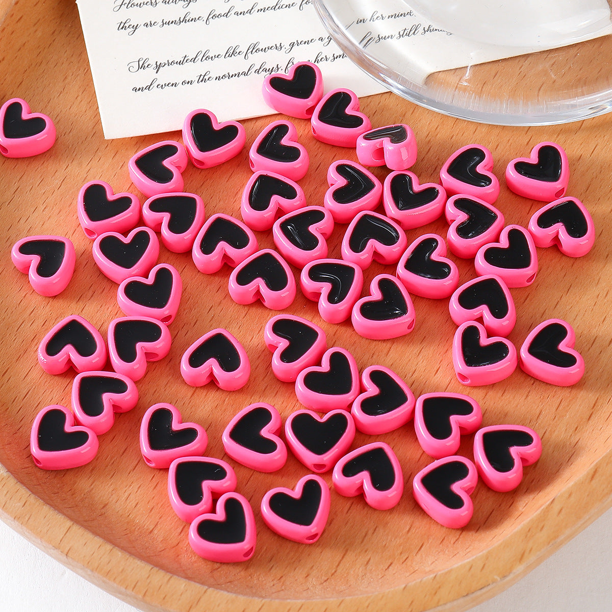 Heart-shaped Acrylic Oil Drop Beads