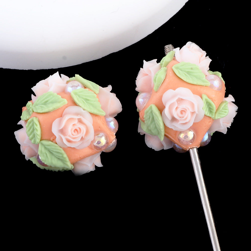 Fresh Flower Ball Drill Ball Pen Straight Hole Beads