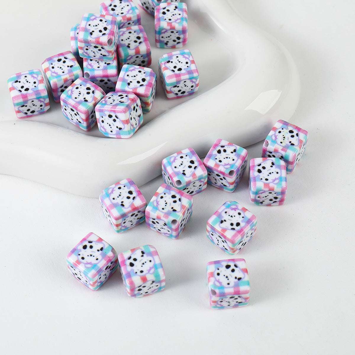 12mm Painted Color Acrylic beads Hamburger Bread Ice Cream Bear Squares