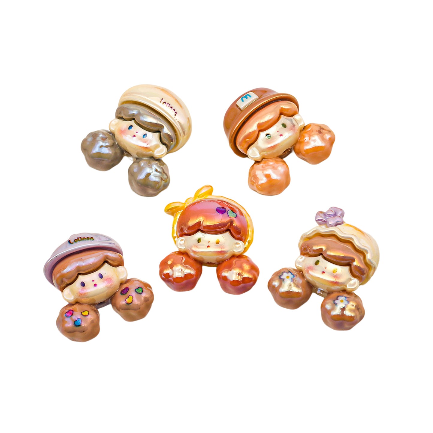 Oil Dripping Cartoon Popcorn Sister Beaded Resin Vertical Hole Patch Scattered Beads