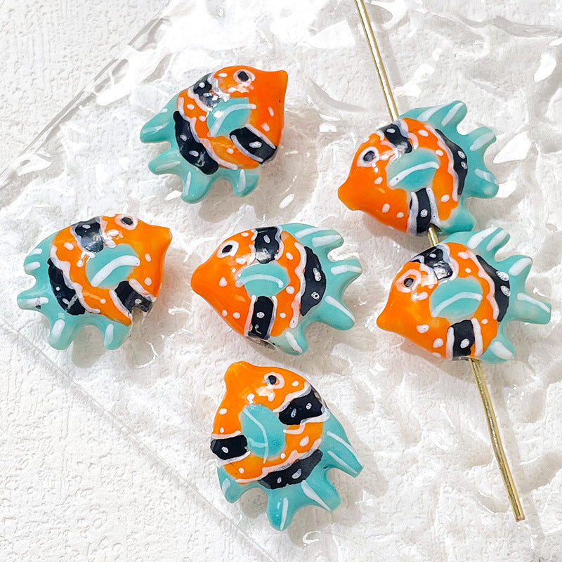 1PCS Colorful Hand-painted Fish Ceramic Tropical Fish Beads