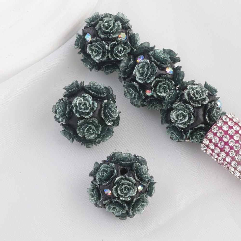 Fluorescent Rose Ball Soft Clay Straight Hole Beads