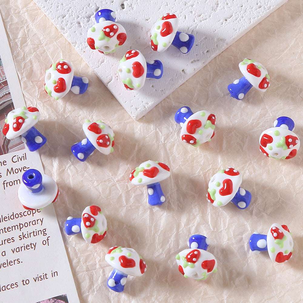 Hand-painted 3D Mushroom Ceramic Beads