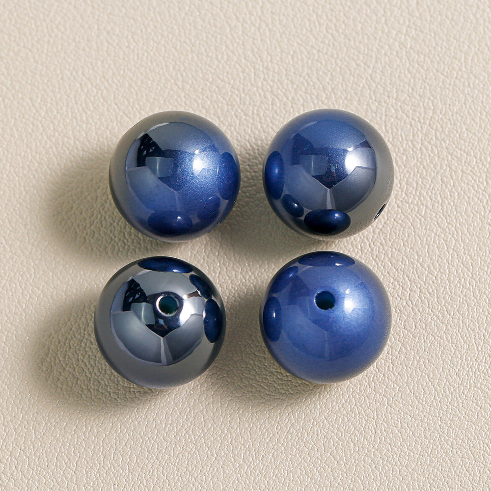 Mabei Two-Color through Hole round Beads Gradient Solid Color Plating round Beads