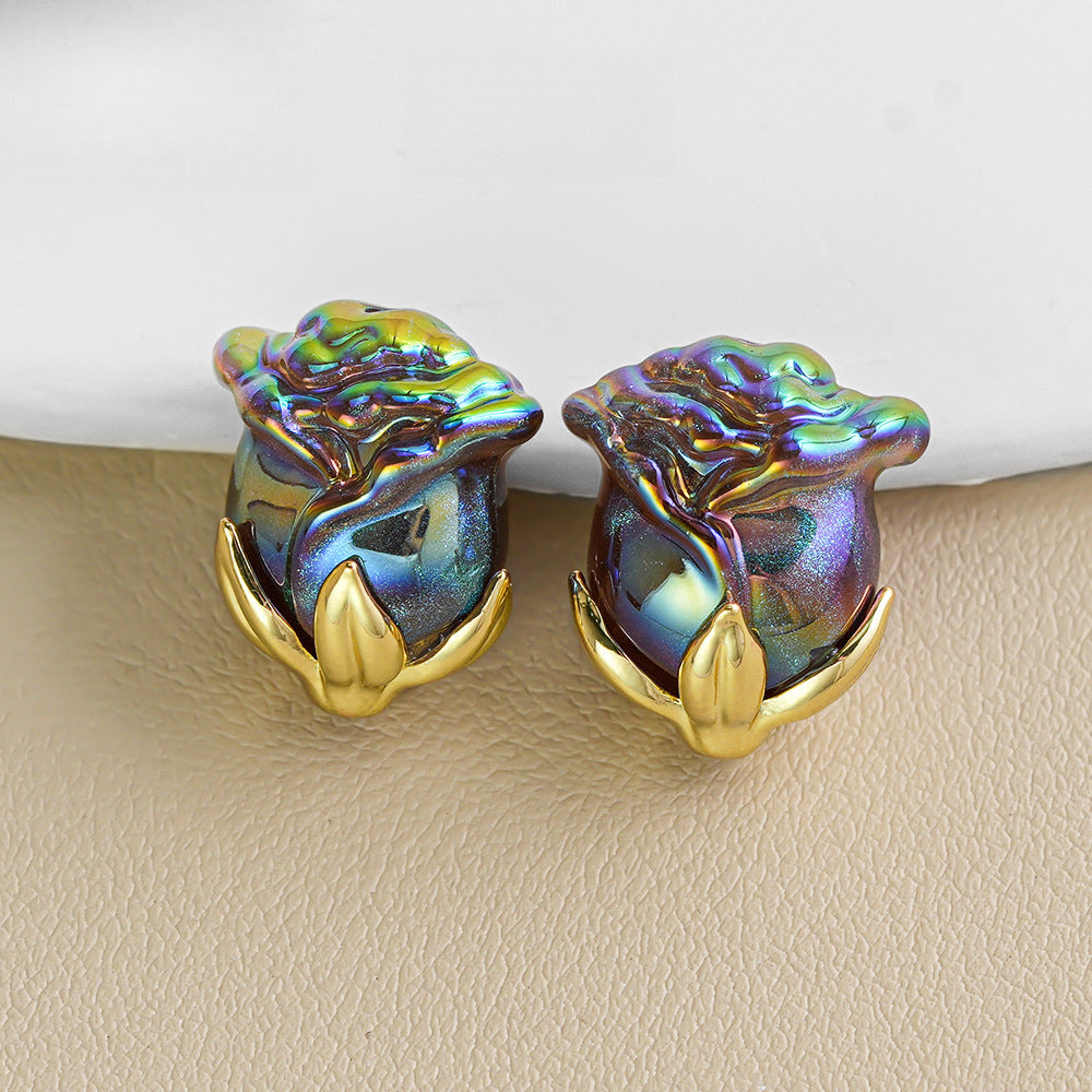 Electroplated Straight Hole Rose Beads