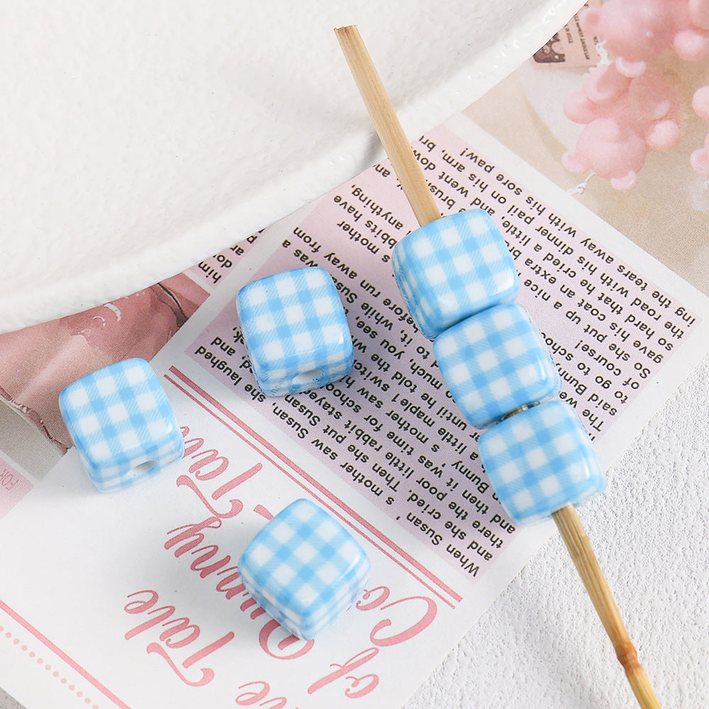 Acrylic Houndstooth Cute Square beadable beads