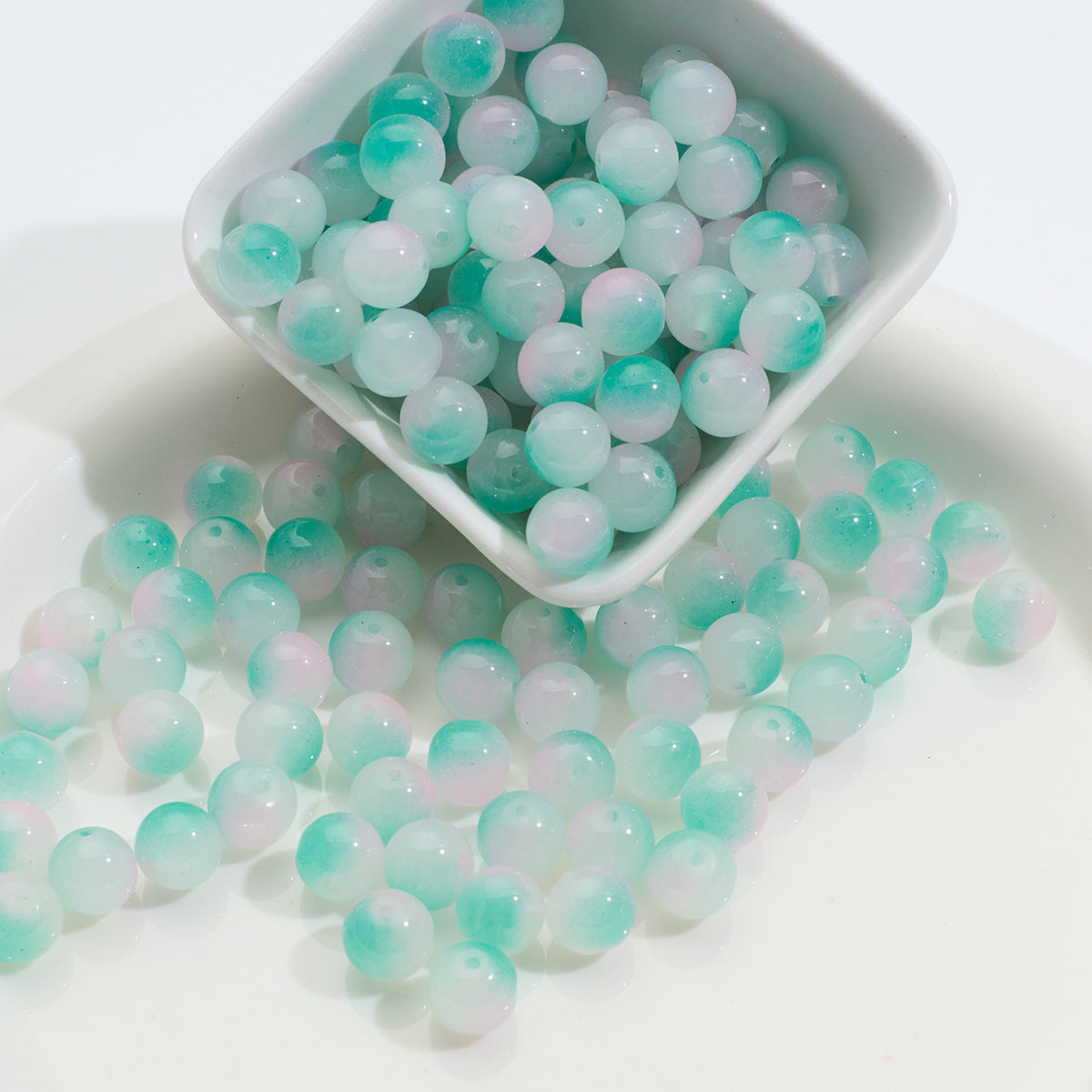 Three-color Glass Beads Imitation Jade Glass Beads