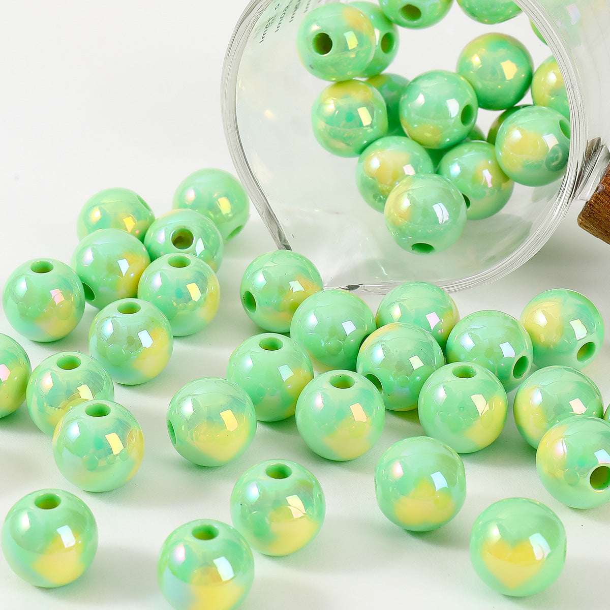 Dopamine Colorful Heart Round Beads UV Acrylic Straight Hole beadable beads
