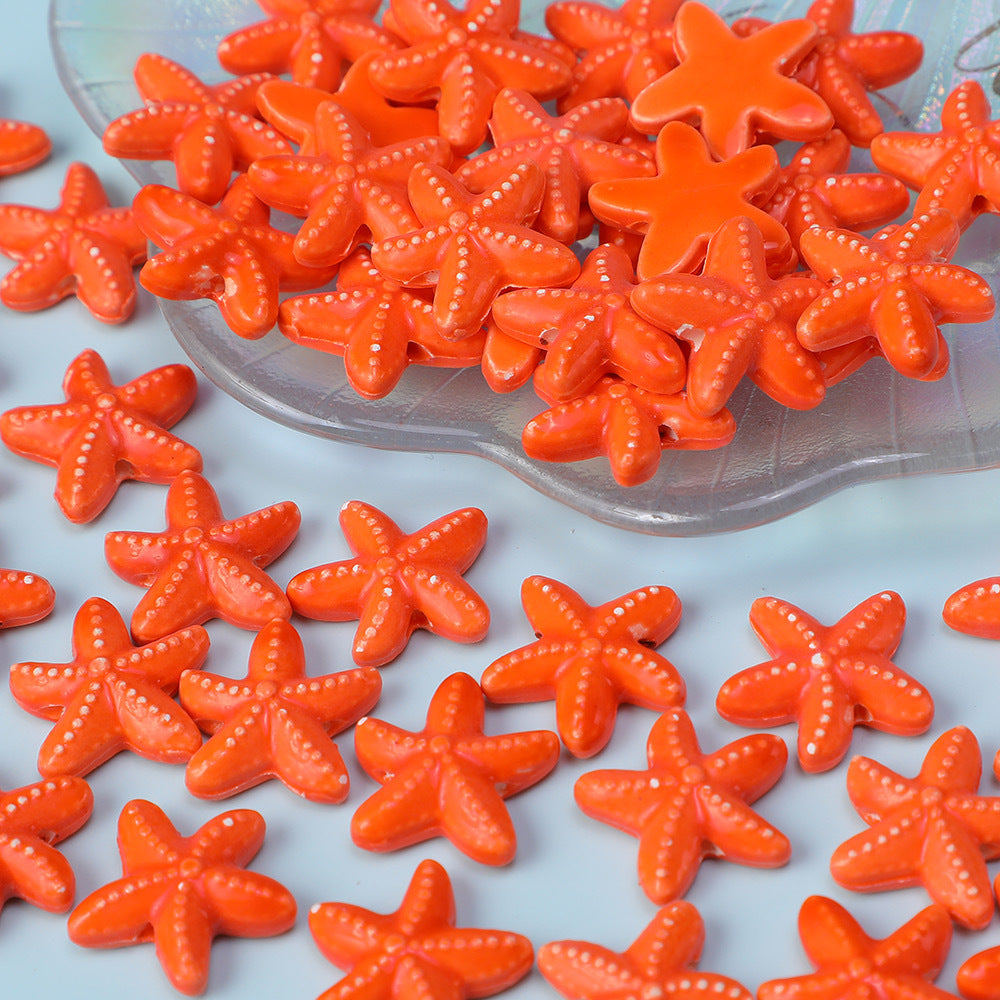 Starfish Perforated Beads Handmade Ceramic Beads