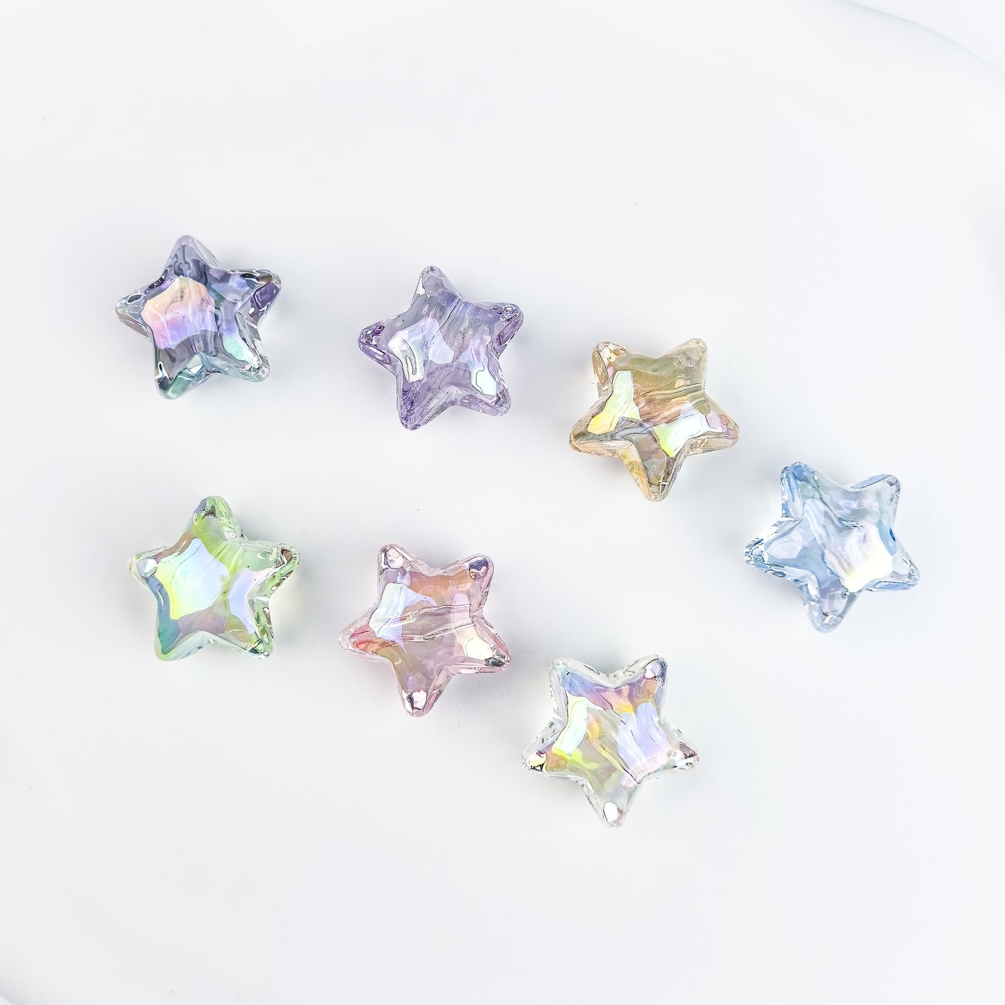 Transparent Acrylic UV Colorful Star Through Hole Beads