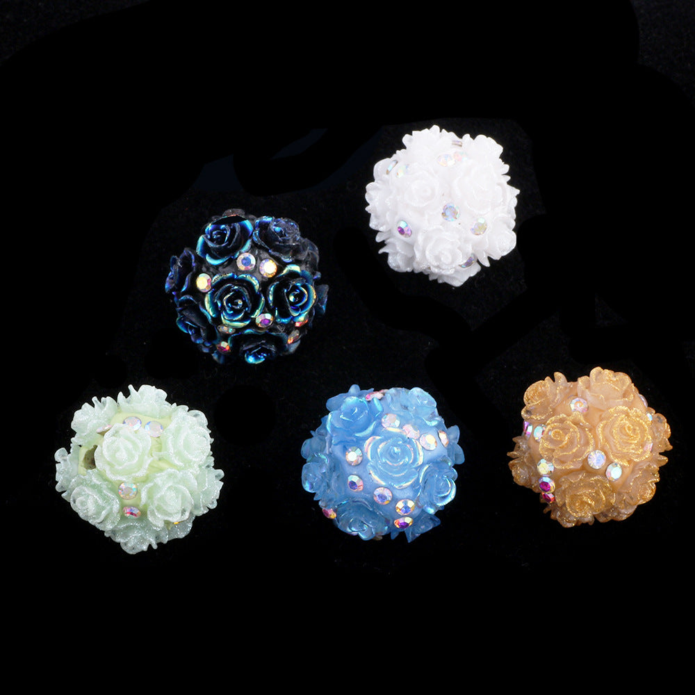 Flower Beads Green Satin Soft Clay Beads