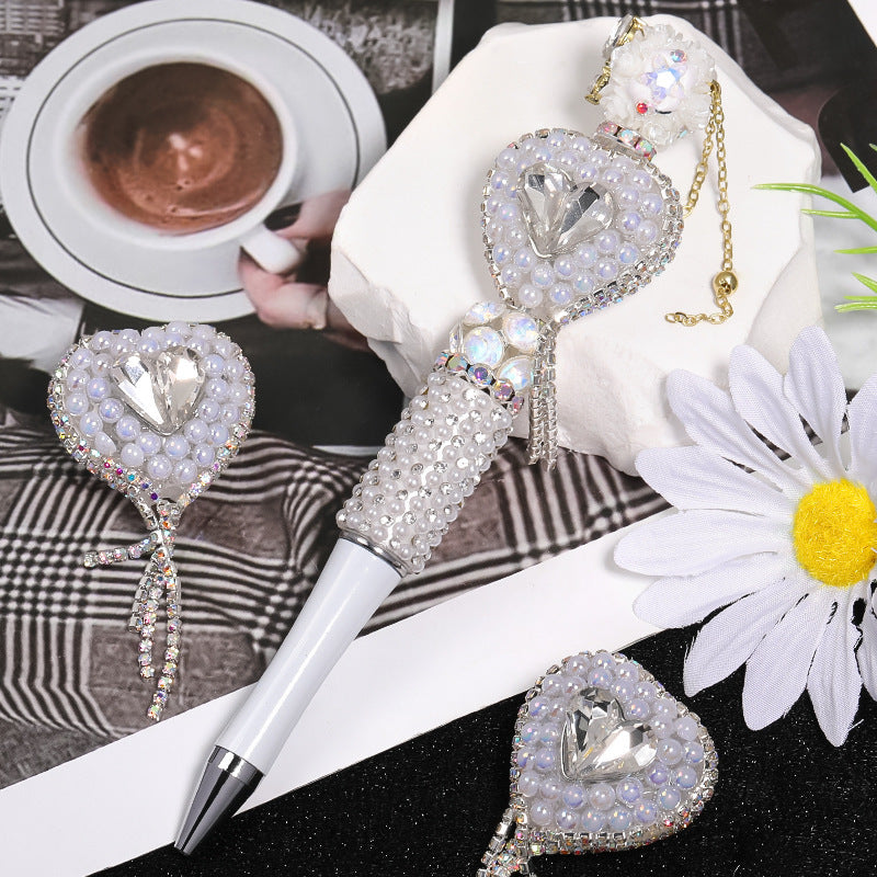 Heart-shaped Drill Ball Pearl Rhinestone Through-hole Beads