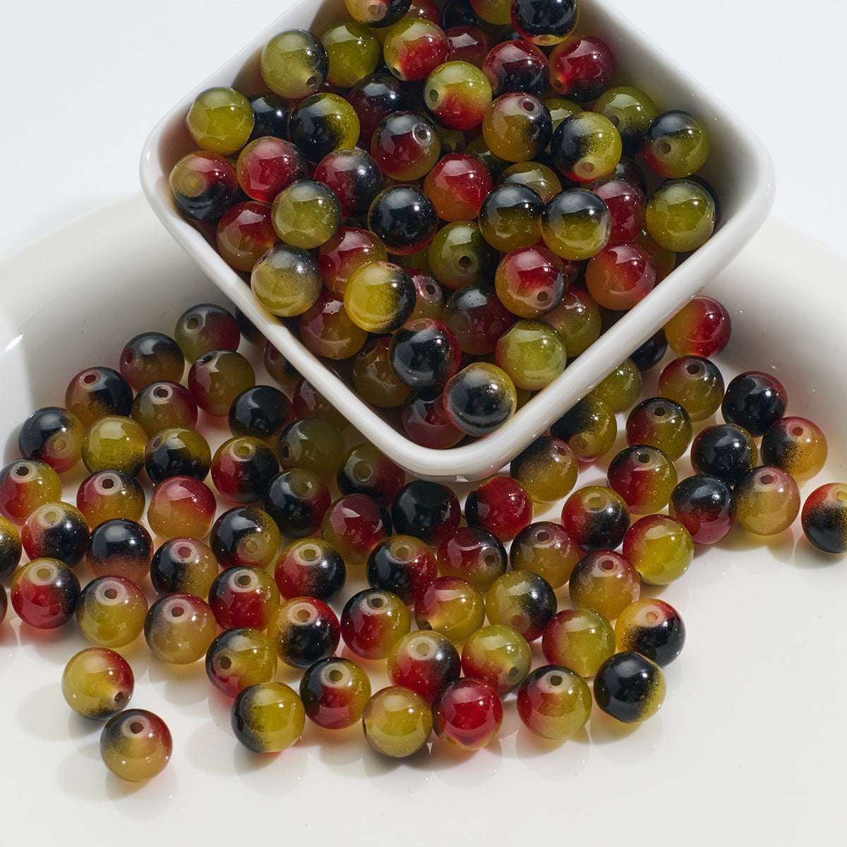 Three-color Glass Beads Imitation Jade Glass Beads