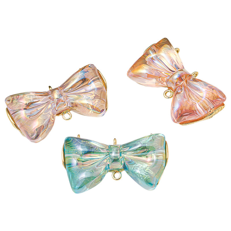 Mabei Transparent Striped Plating Color Alloy Charm