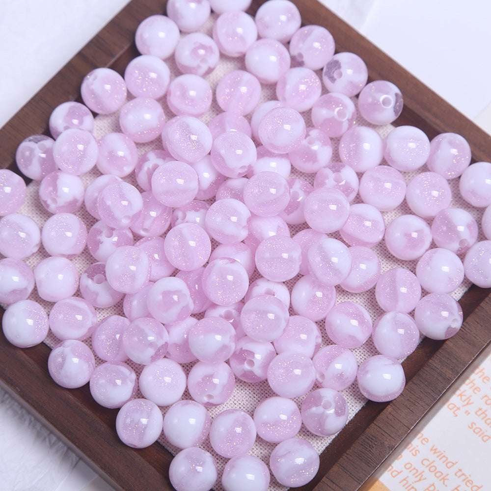10mm Cream Gradient Fine Glitter Round Beads
