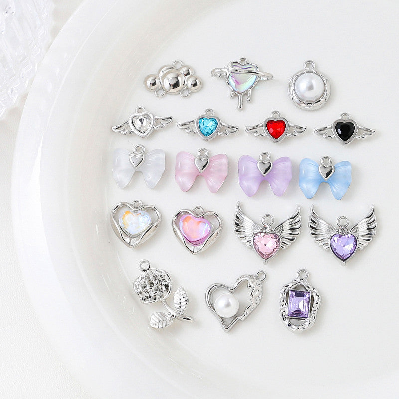 1 pc Sweet Cool Style Bowknot Gold Zircon Pendant