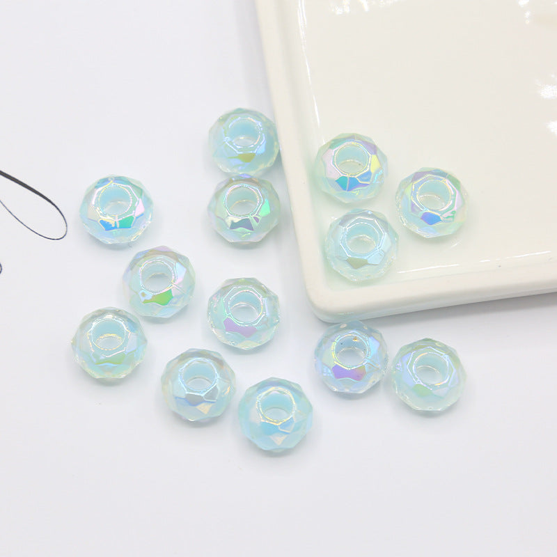 Acrylic UV Color-plated Diamond Surface Large Hole Candy Heart Beads Middle Beads diy Bracelet Beads Loose Beads Jewelry Accessories