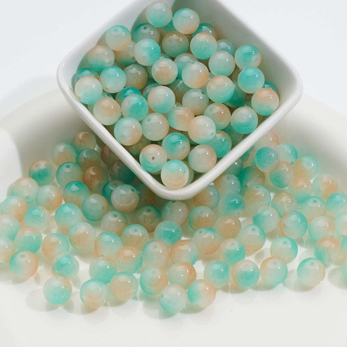 Three-color Glass Beads Imitation Jade Glass Beads