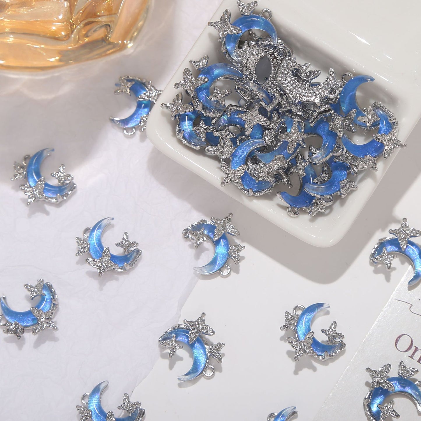 Butterfly Moon Cat Eye Gilding Alloy Pendant Charm Beads