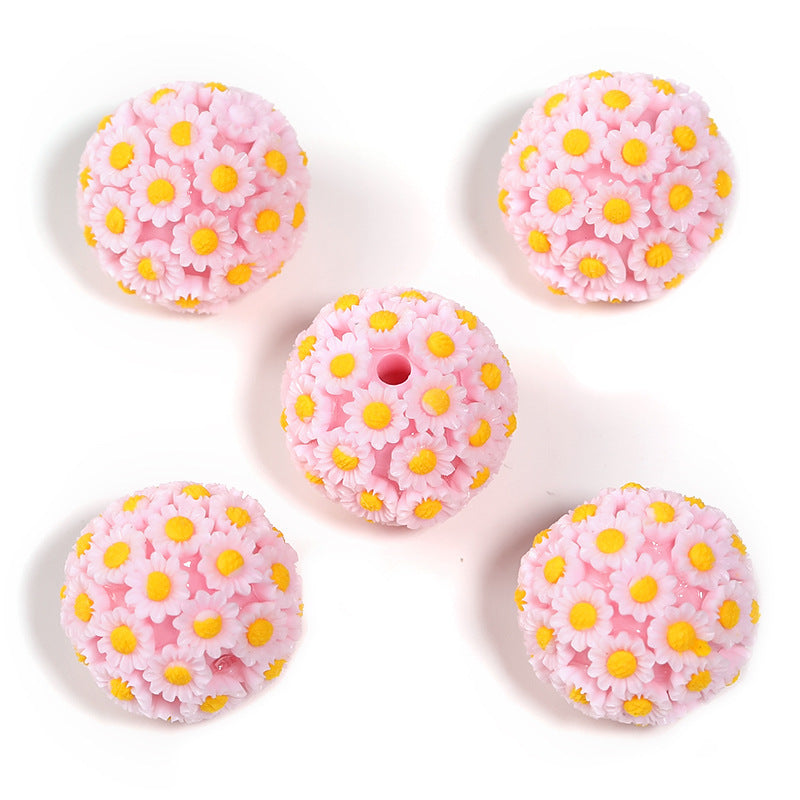 Colorful Resin Flower Ball Through Hole Beads