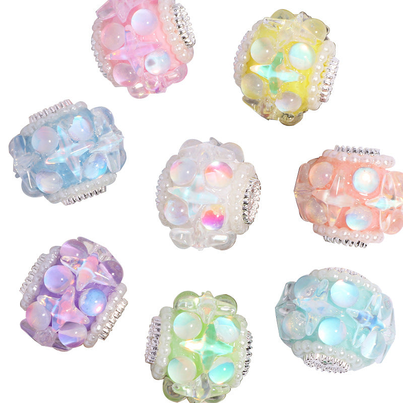 Jelly Color Star Colorful Transparent Straight Hole Loose Beads Beads