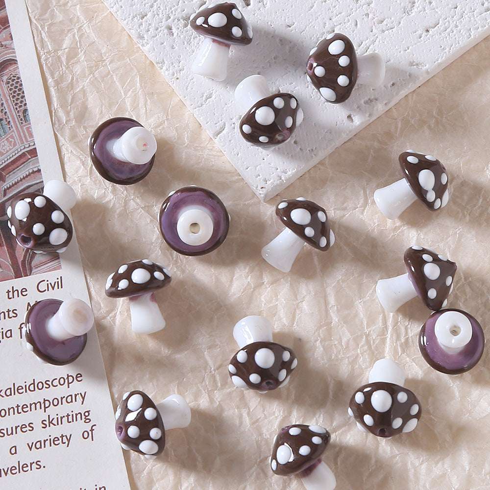 Hand-painted 3D Mushroom Ceramic Beads
