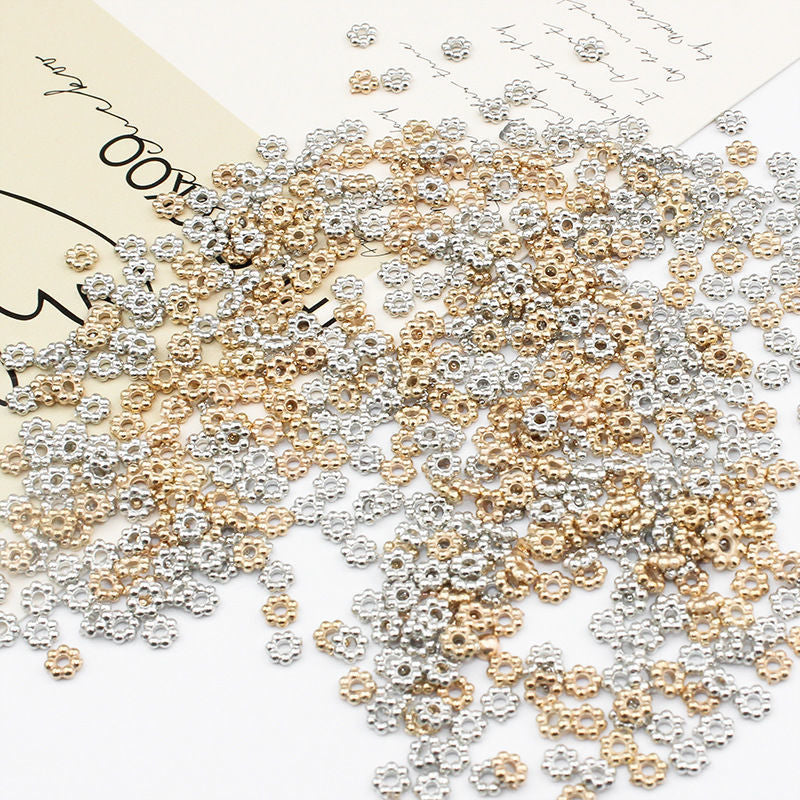 4/6mm Alloy Flower Core Gold-Plated Gear Spacer Beads