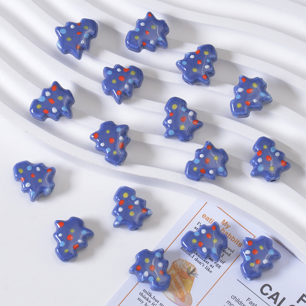 Ceramic Hand-painted Christmas Tree Beads Cartoon Loose Beads