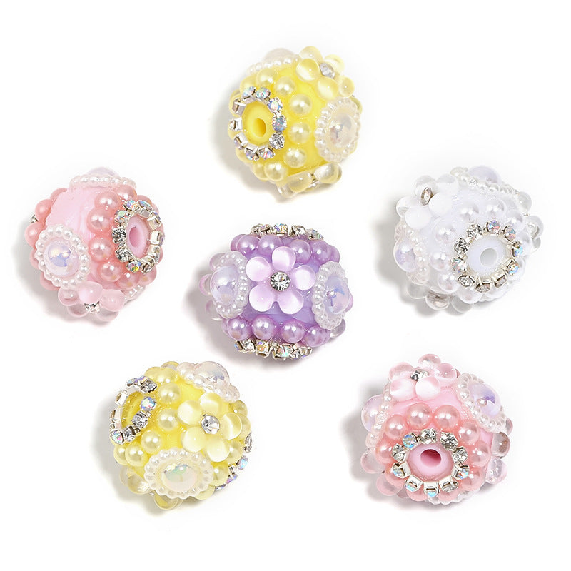 Diamond Five-Petal Flower Chain Pearl Diamond Ball