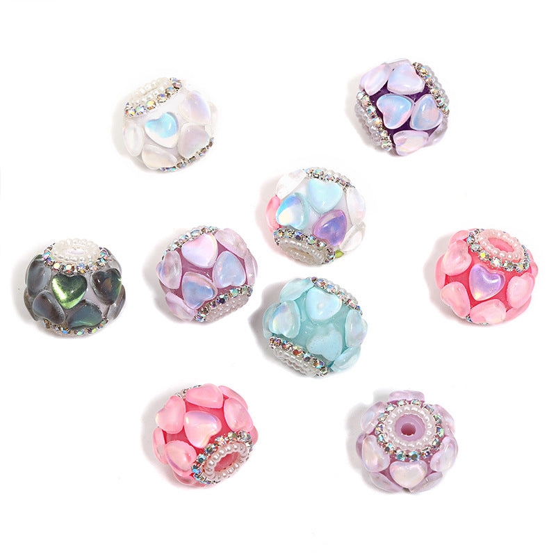 Heart-shaped Diamond-encrusted Beads