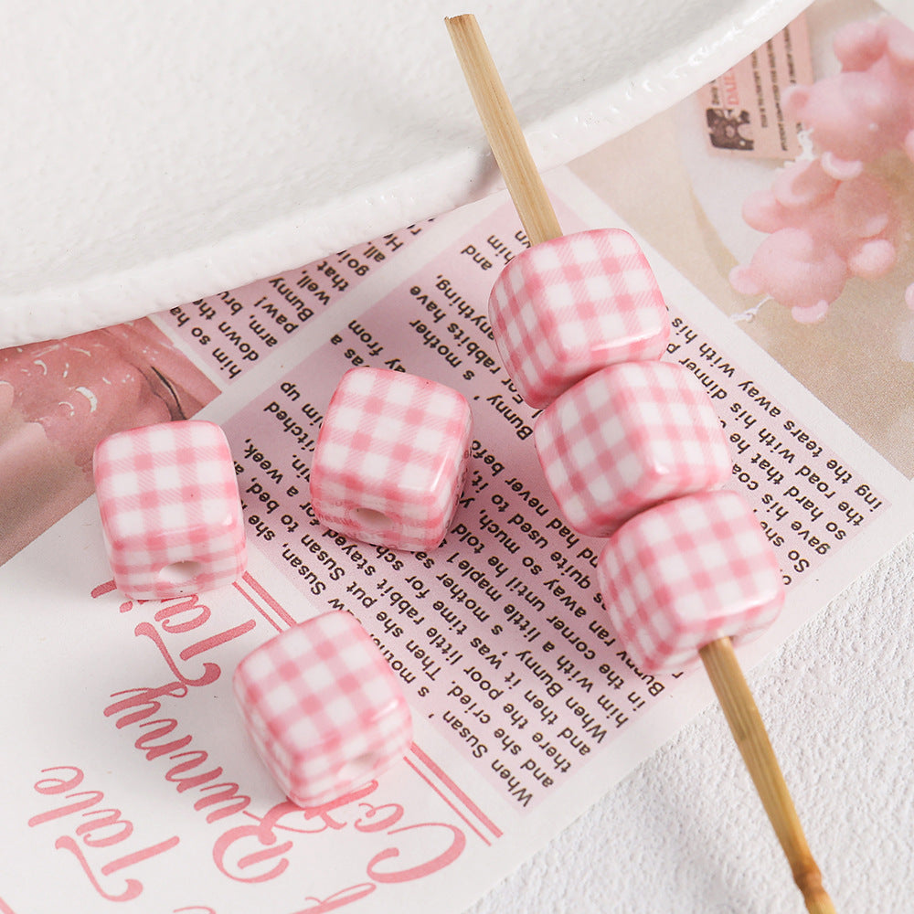 Acrylic Houndstooth Cute Square beadable beads