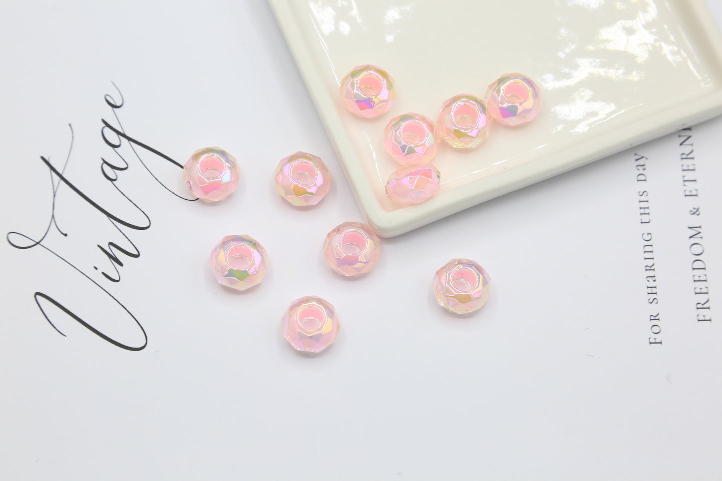 Acrylic UV Color-plated Diamond Surface Large Hole Candy Heart Beads Middle Beads diy Bracelet Beads Loose Beads Jewelry Accessories