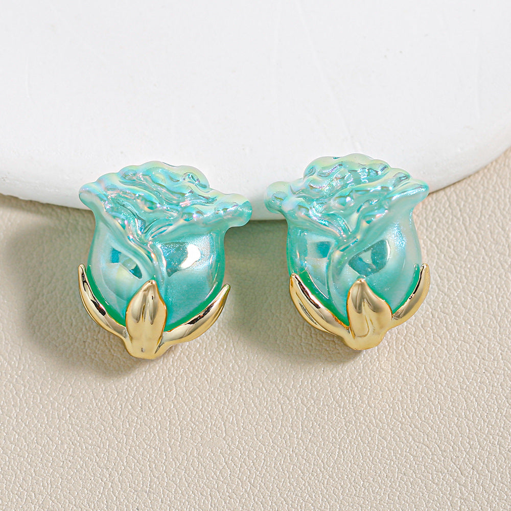 Electroplated Straight Hole Rose Beads