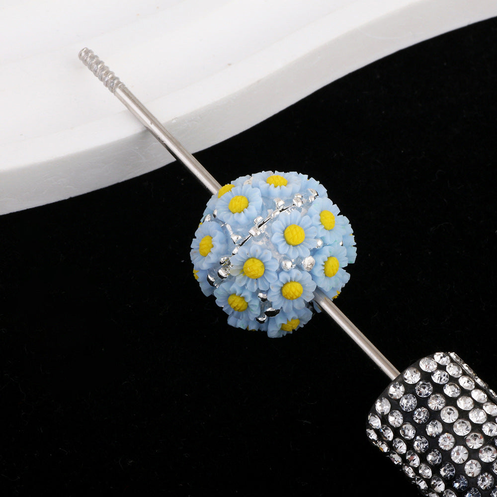 Sunflower Alloy Flower Cluster Ball Straight Hole Beads