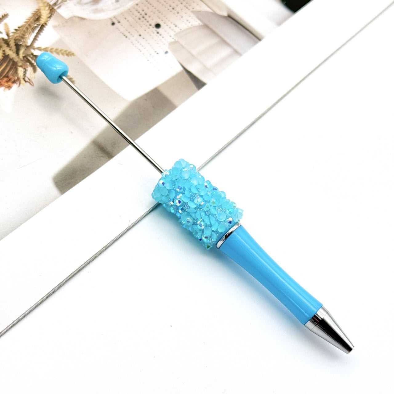 Sequin Beaded Pen Ins Colorful Resin Ballpoint Pen Student Gift Pen Beadable Rotating Cute Pen