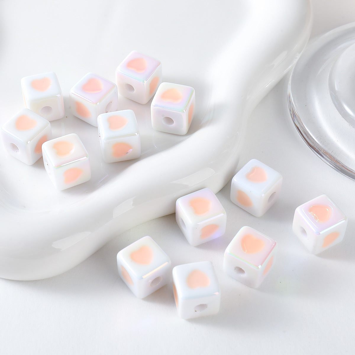Cute Plating Color Heart-Shaped Oil Dripping Square