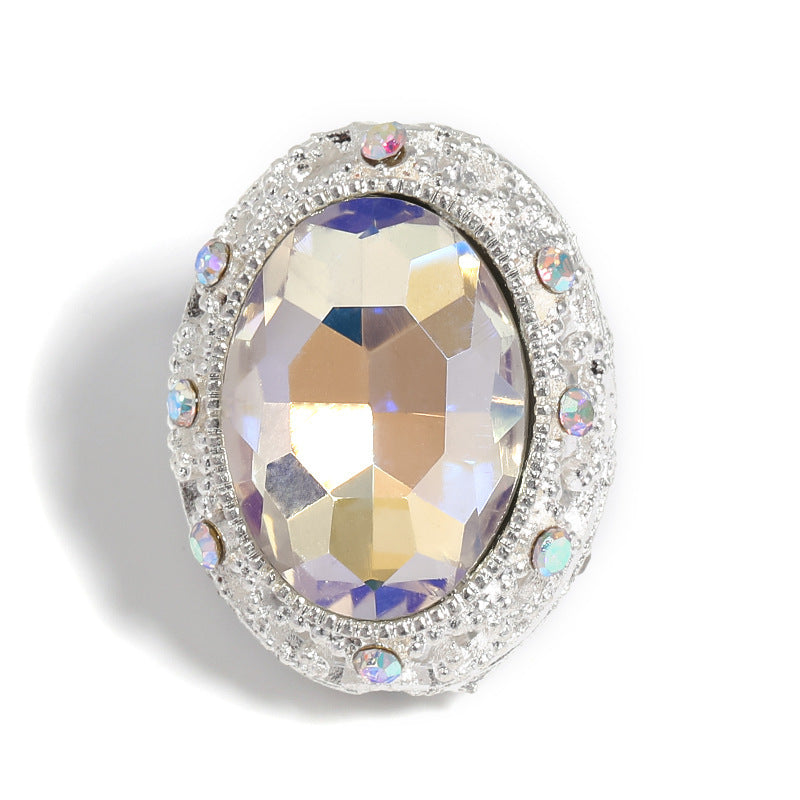 Colorful Oval Rhinestone Through-Hole Beads Heart-Shaped Beads