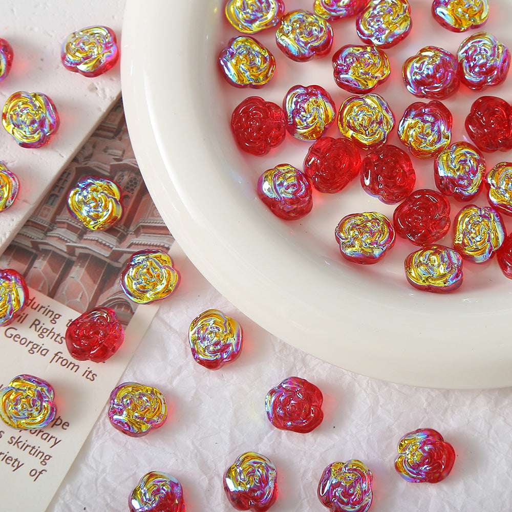 Rose Glass Straight Hole beadable beads