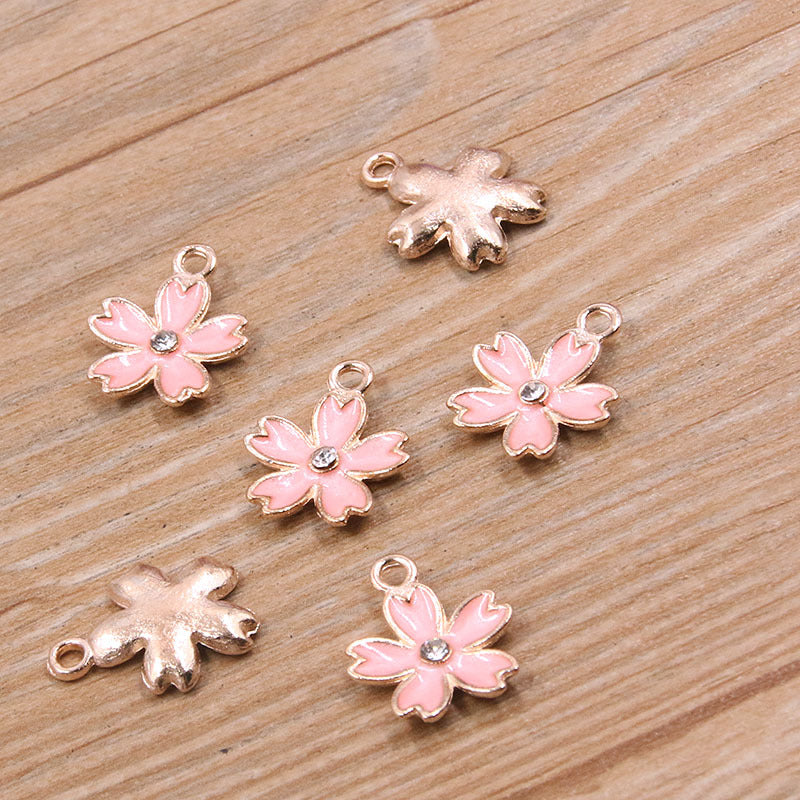 5 Colors 14*17mm DIY Alloy Jewelry Accessories KC Gold Drop Oil Charm Point Brick Flower Pendant Plant Charm