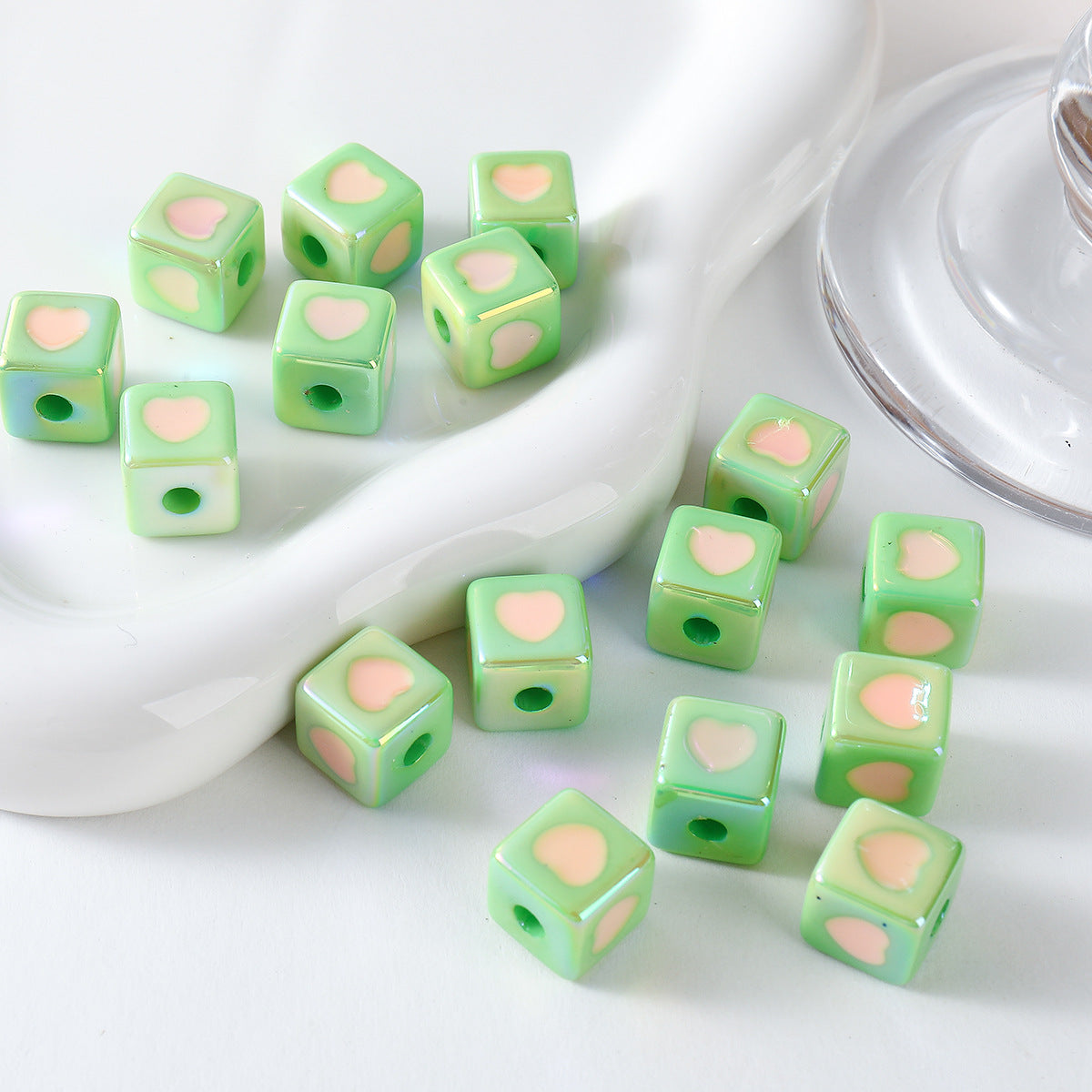 Cute Plating Color Heart-Shaped Oil Dripping Square