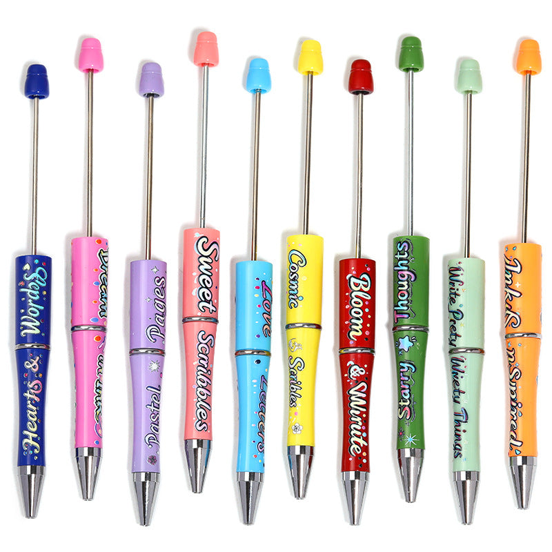 Beaded Pen Colorful English Letter Printing Ballpoint Pen