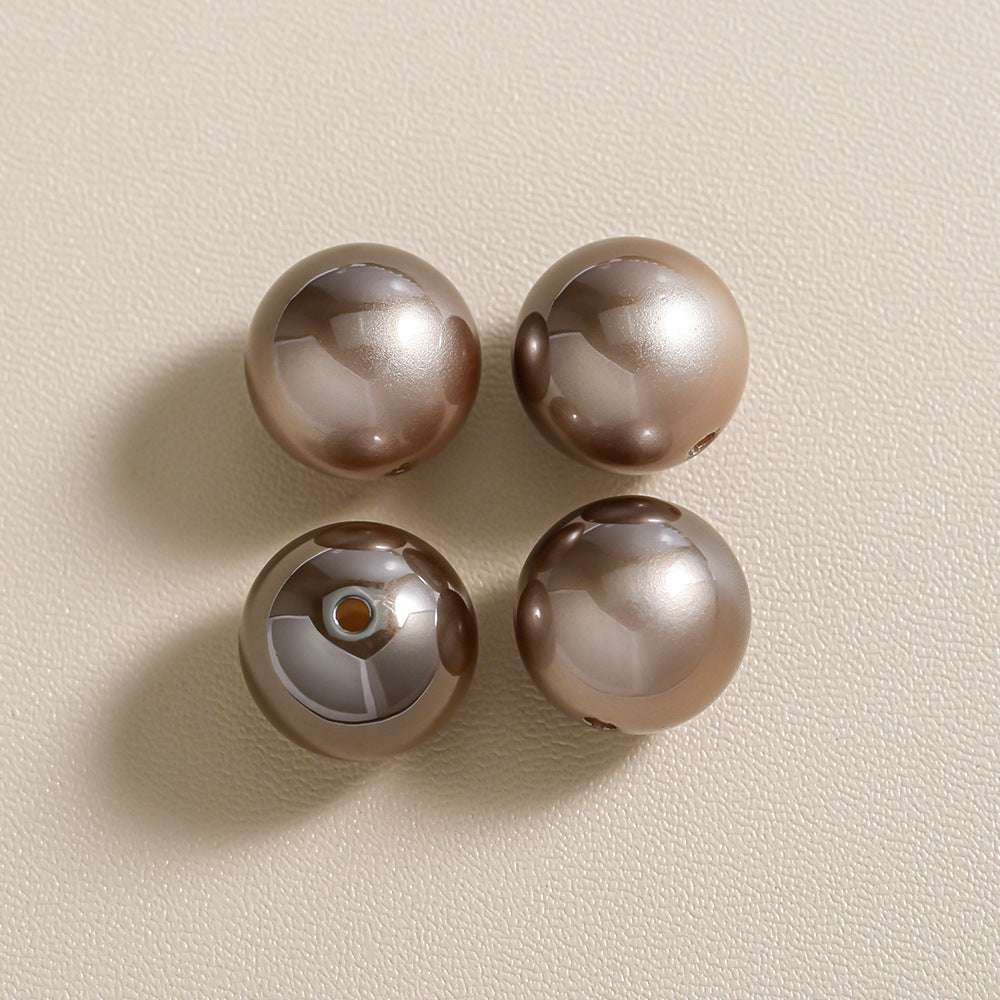 Mabei Two-Color through Hole round Beads Gradient Solid Color Plating round Beads