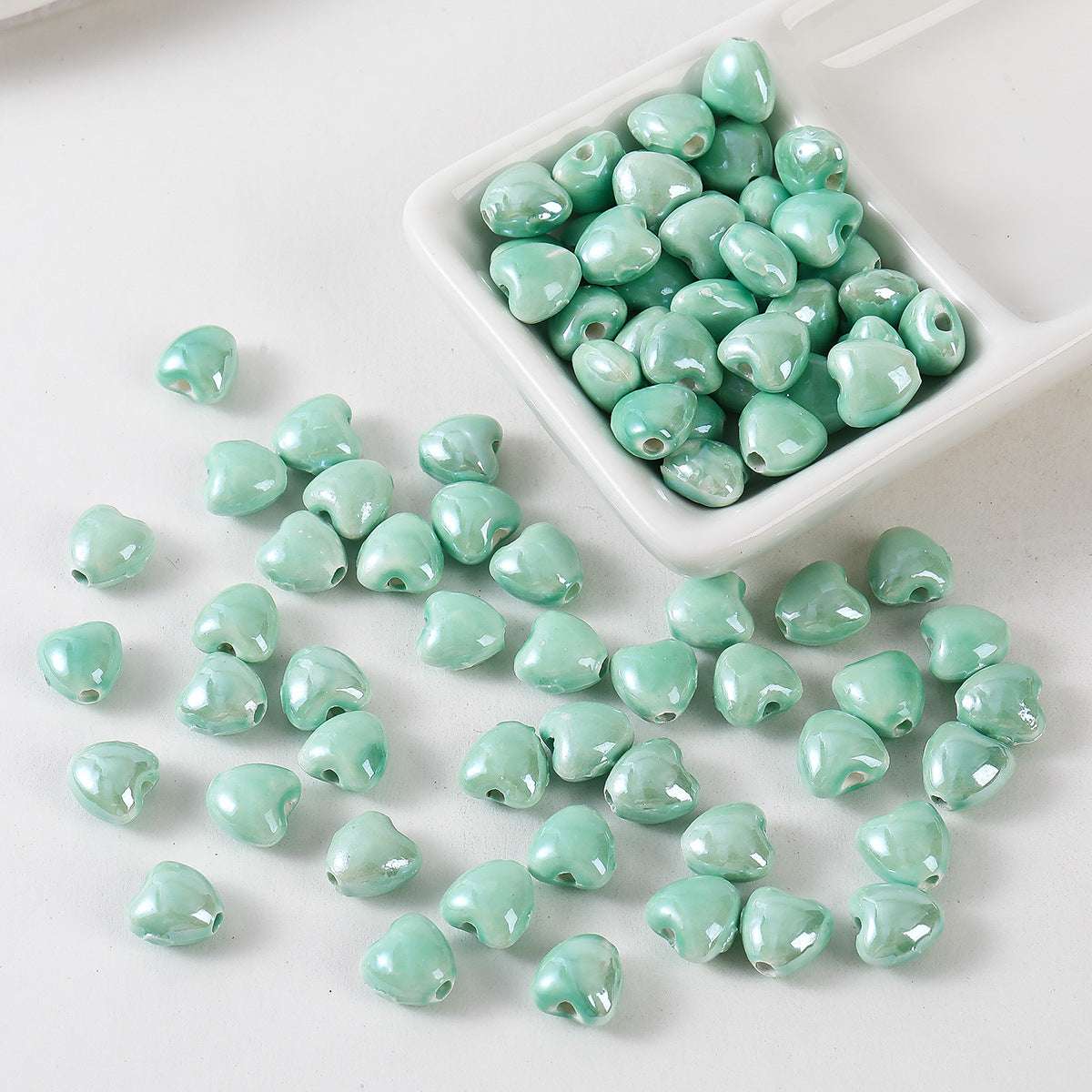 Ceramic Color-Plated 10mm Heart-Shaped Ceramic beads