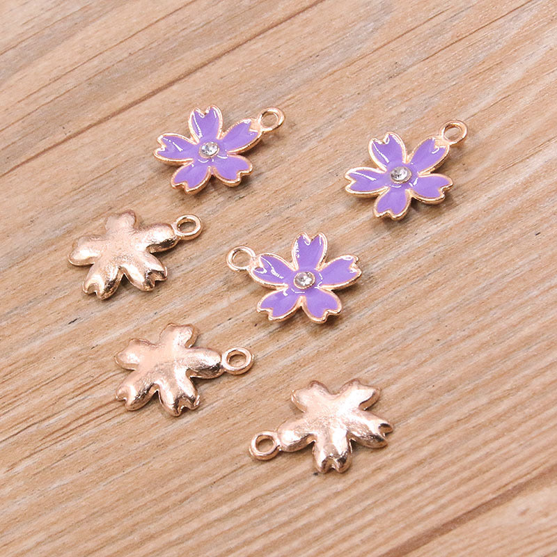 5 Colors 14*17mm DIY Alloy Jewelry Accessories KC Gold Drop Oil Charm Point Brick Flower Pendant Plant Charm